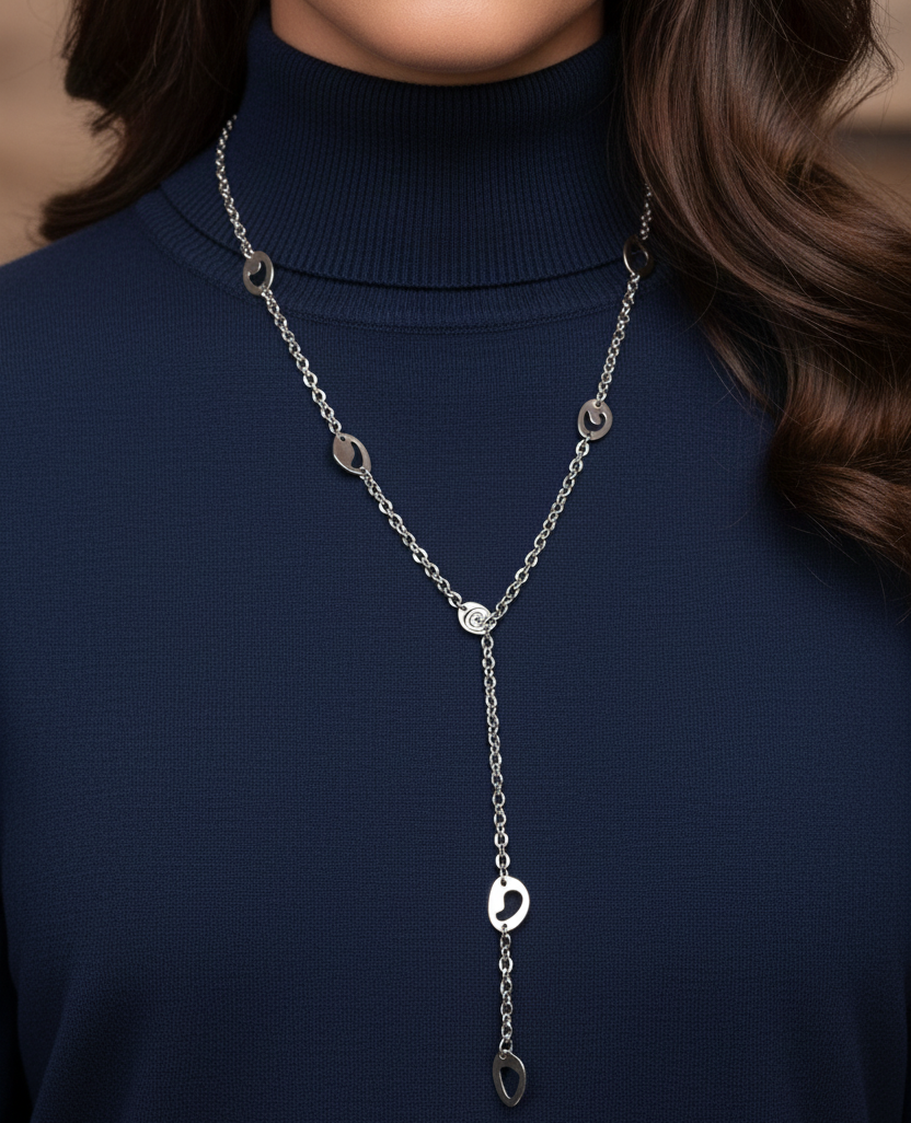 long silver necklace