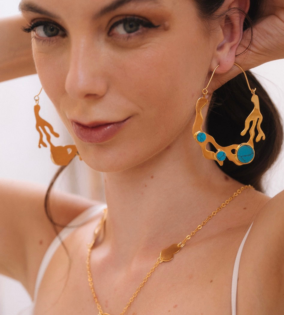 Hoop treqouise summer earrings