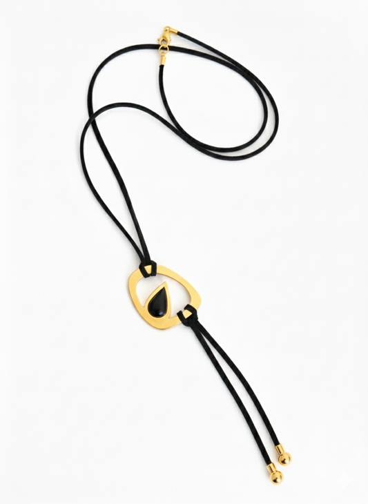 suede black cord necklace.