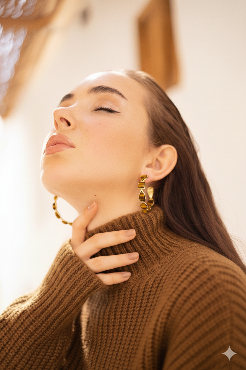 Stone hoop earrings 5.0