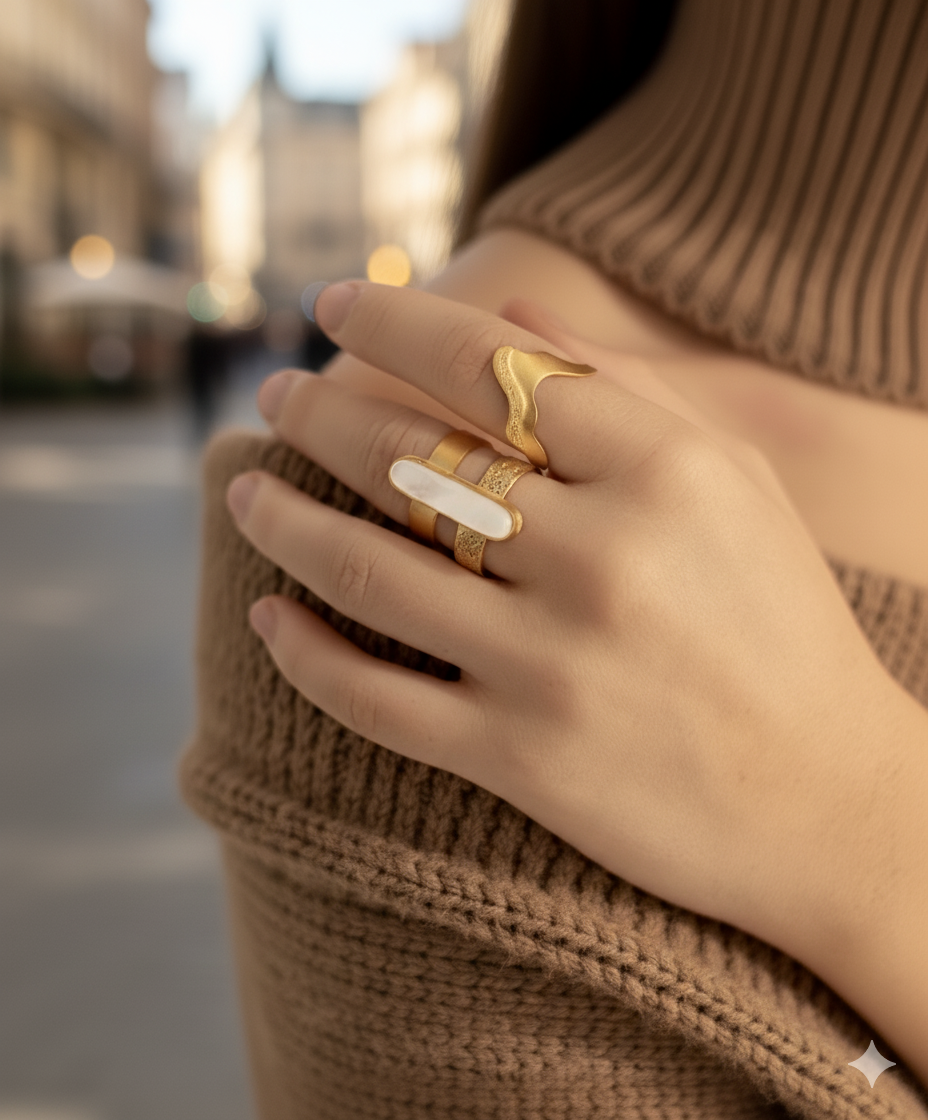 Dotted ring with stone