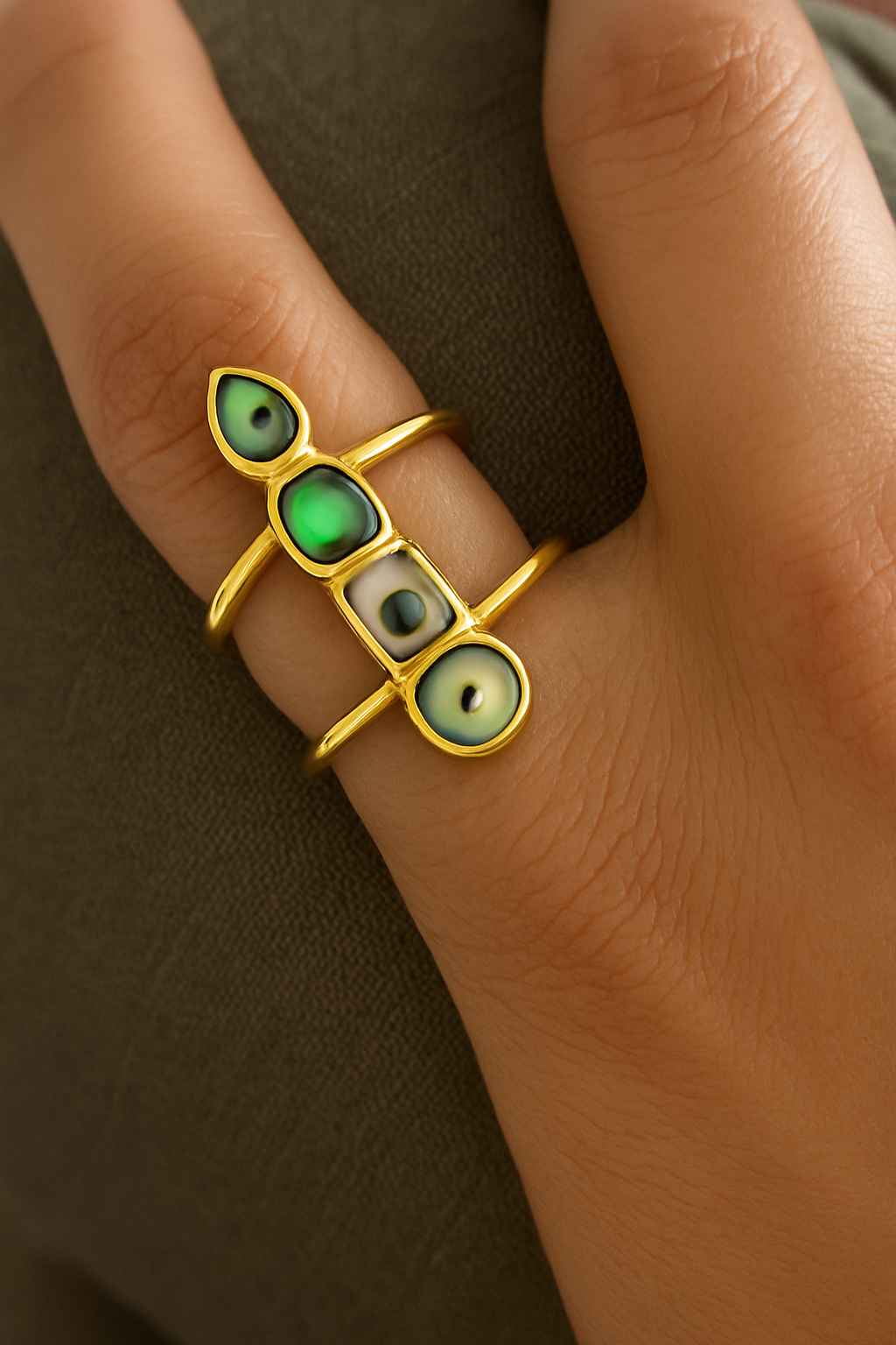 Golden stone ring