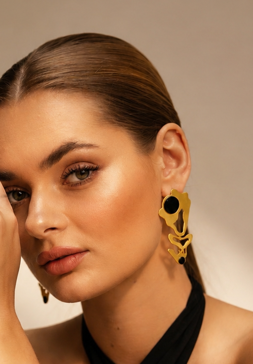 Black x gold crust earrings 2