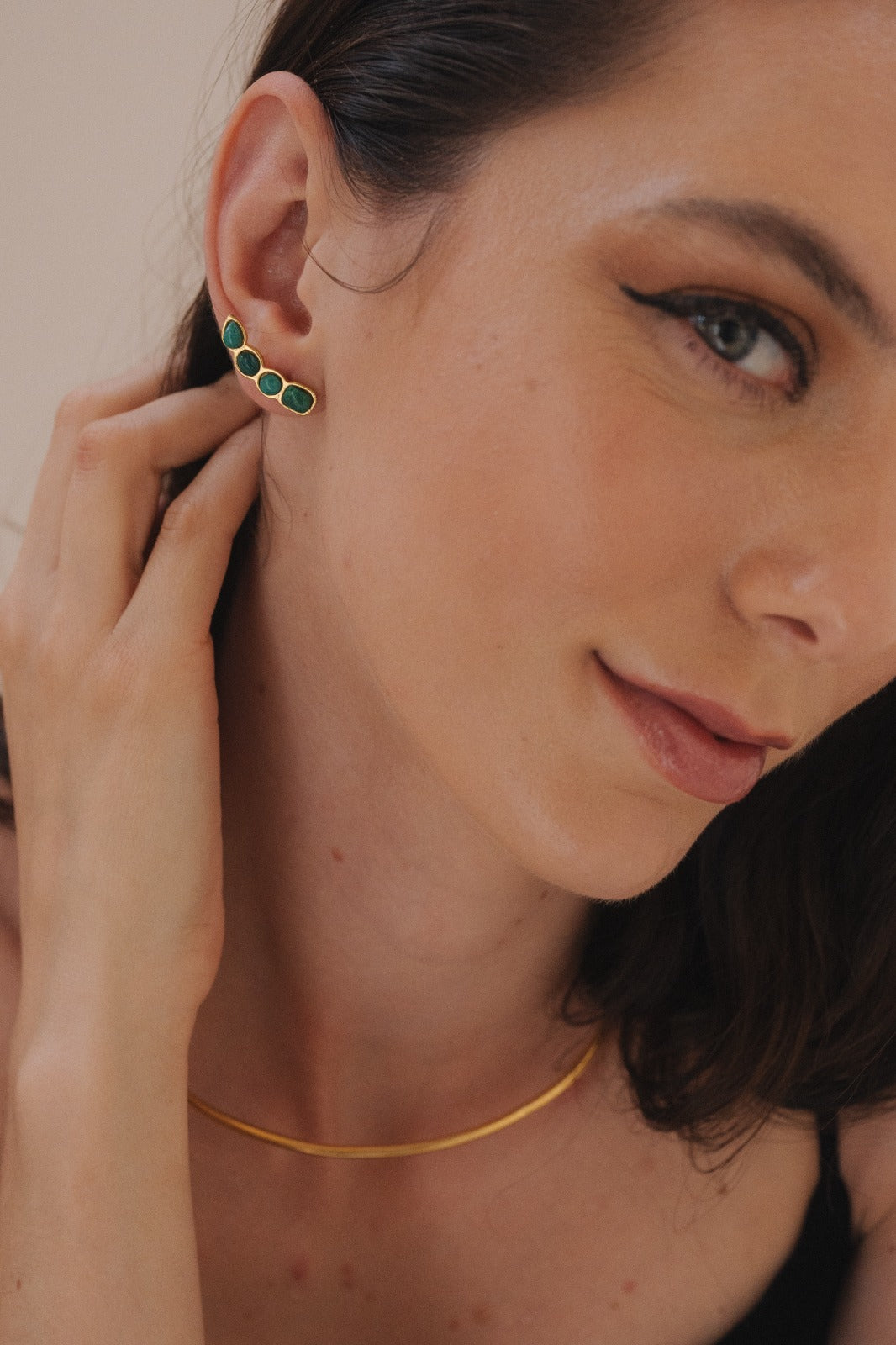 malachite arch earrings