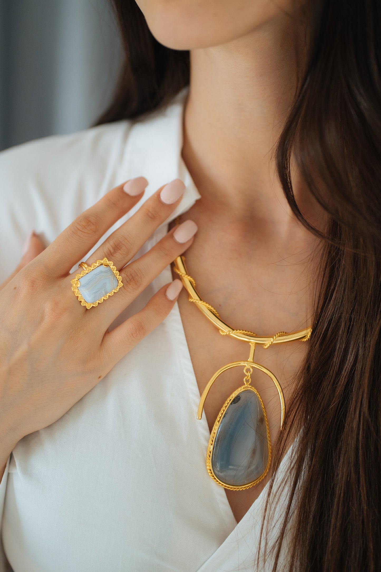 BLUE LACE AGATE RING