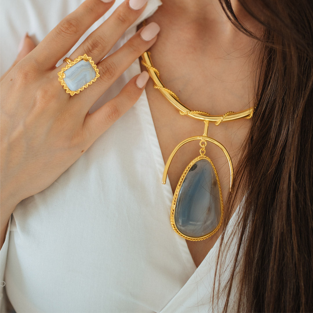 BLUE LACE AGATE RING