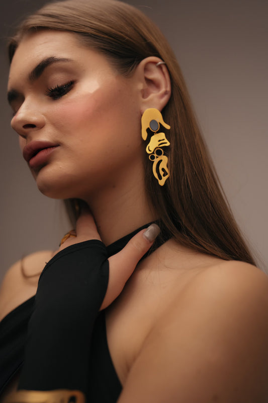 Black x gold crust earrings 1